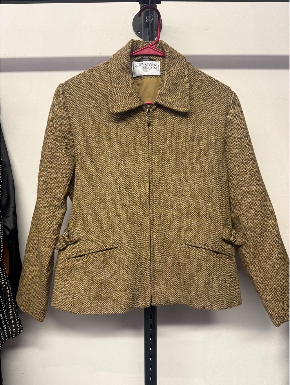 VTG International Scene Tweed Equestrian Riding Zip Blazer Jacket Size 8